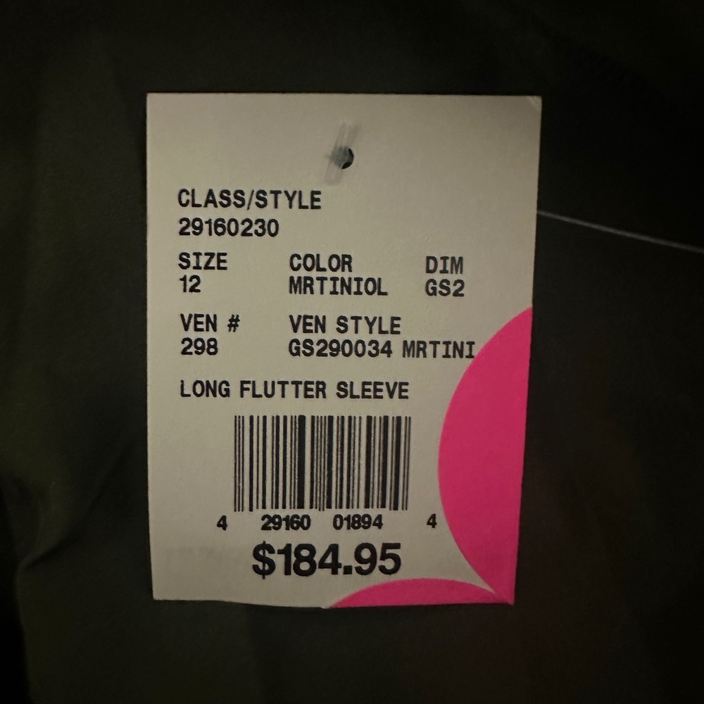 David’s Bridal Charmeuse Flutter-Sleeve A-Line Dress Martini Olive NWT - Picture 7 of 9